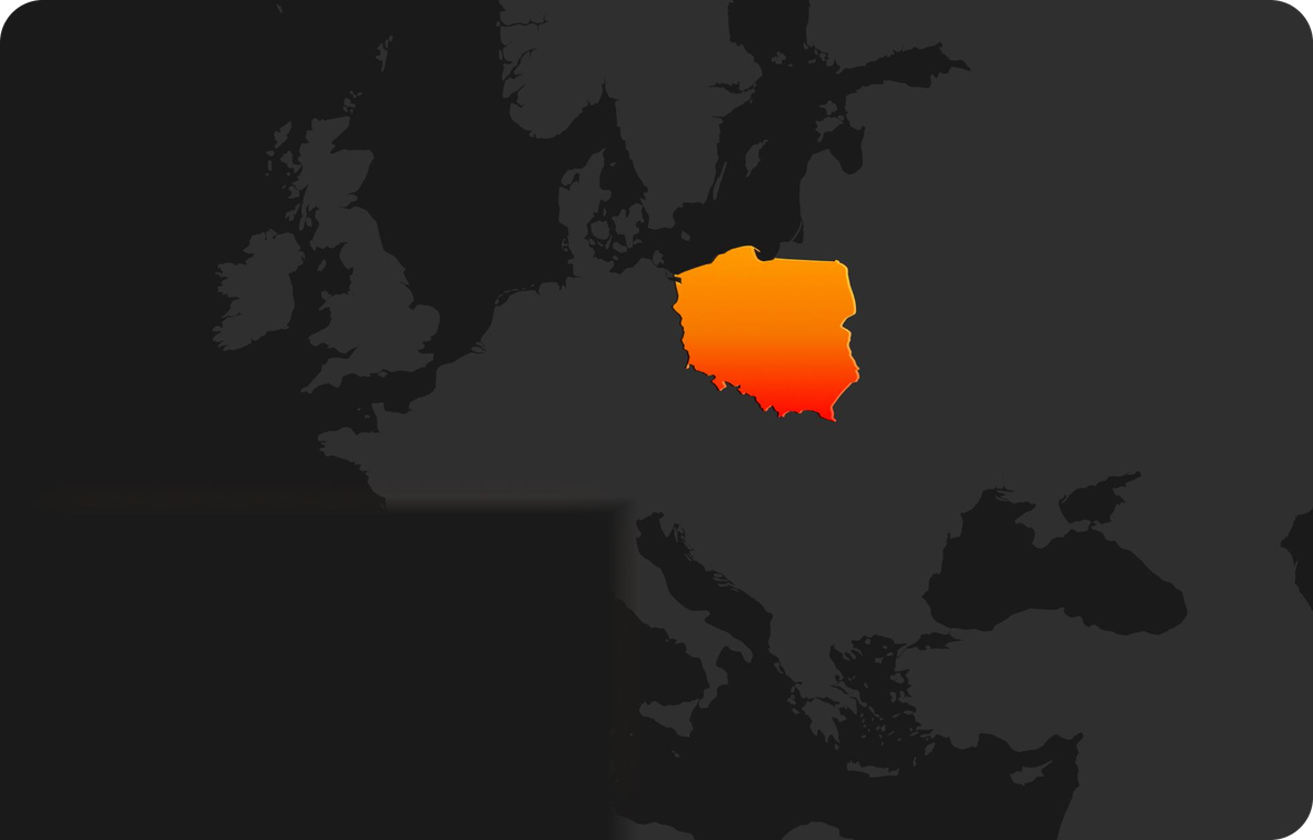 Map of Europe with Poland highlighted
