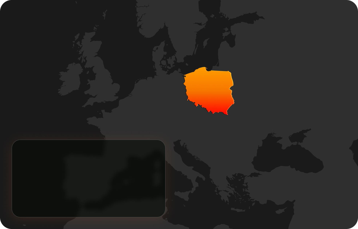 Map of Europe with Poland highlighted